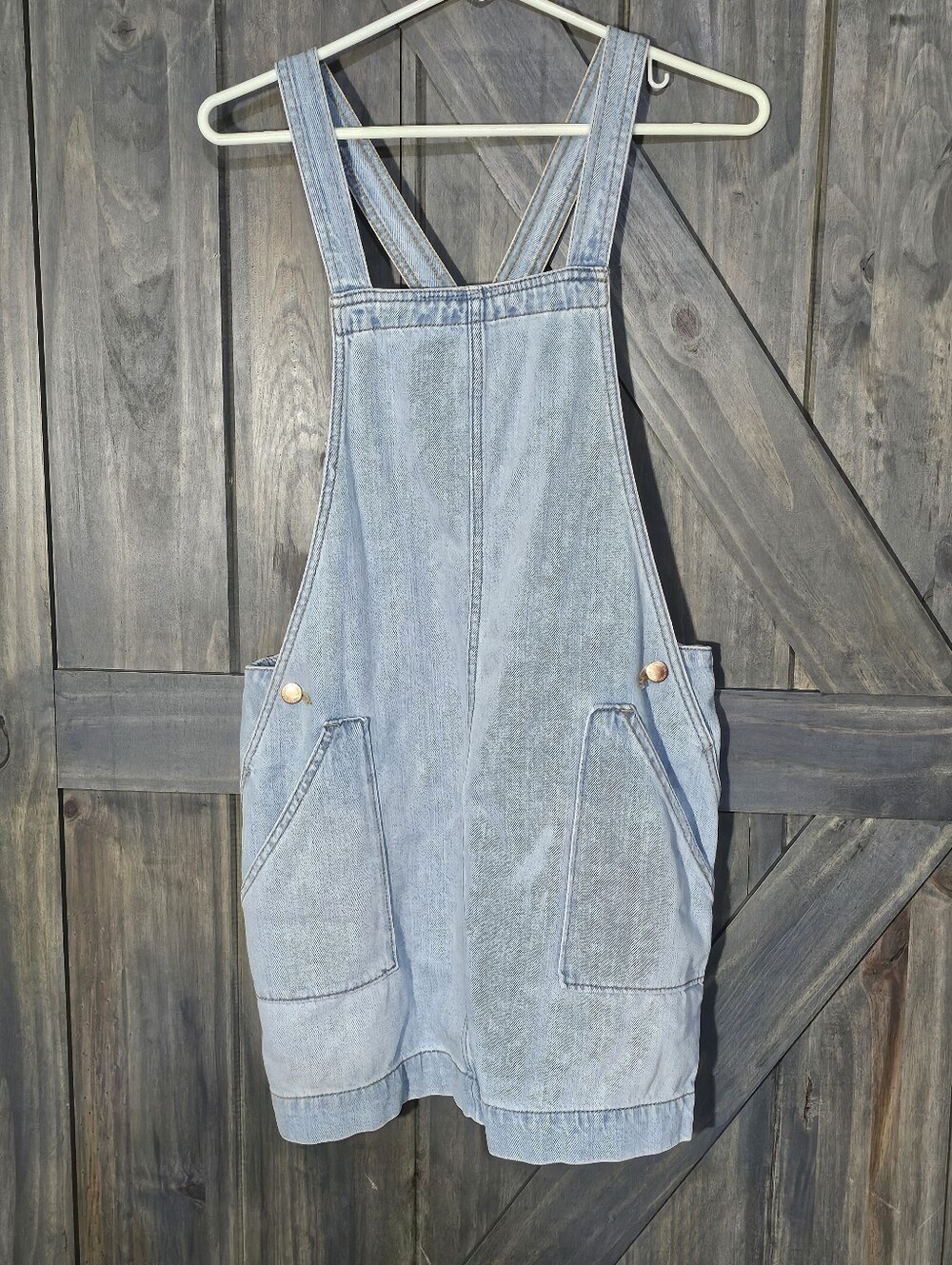 Universal Thread Light Blue Denim Overall Apron Dress with Front Pockets Women'X